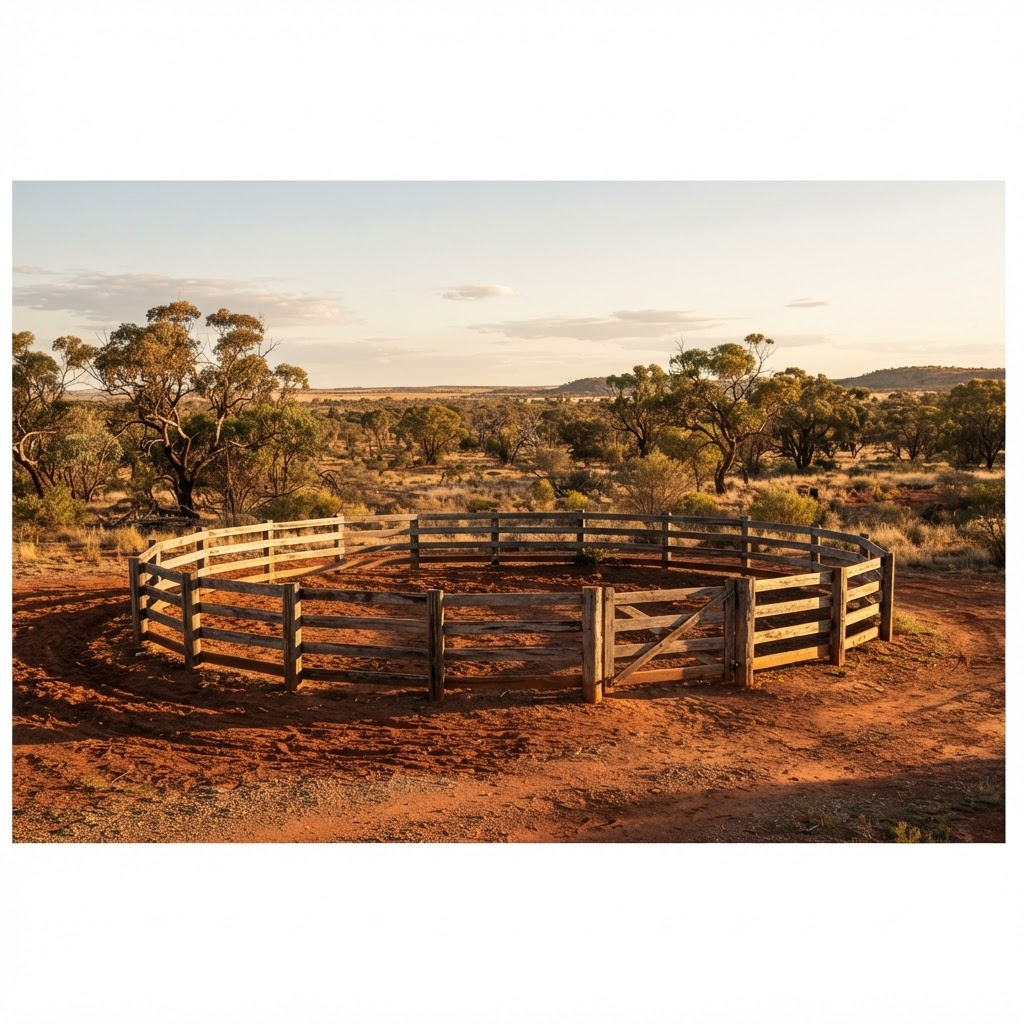 Round yard in the Australian outback for riding lessons